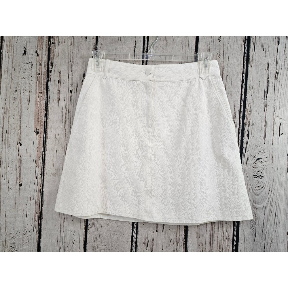 COS White Textured Seersucker A-Line‎ Mini Skirt Womens Size 10 1085172 Coastal